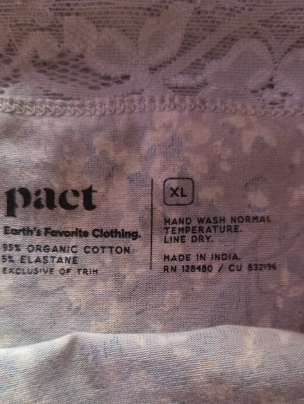 NWOT- Pact Organic - Cream Lace & Floral Print Briefs (3pck) - Picture 2 of 2